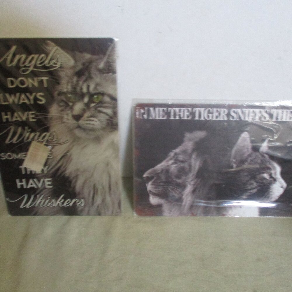 2 Cat Metal Signs 8"x12" New